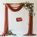 Wokceer Wedding Arch Draping Fabric Terracotta 3 Panels 28.7" x 20FT Sheer Fabric Drapes Backdrop Arch Draping Fabric for Wedding Ceremony Birthday Party Bridal Shower Decoration