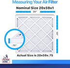 Filter King 20x59x1 Air Filter | 4-PACK | MERV 8 HVAC Pleated A/C Furnace Filters | MADE IN USA | Actual Size: 20 x 59 x .75"