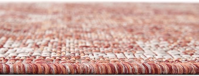 Unique Loom Outdoor Traditional Collection Area Rug - Valeria (9' x 12' Rectangle, Rust Red/ Ivory)