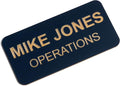 Custom Engraved Name Tag Badges – Personalized Identification with Pin or Magnetic Backing, 1.5 Inch x 3 Inches, Black/Gold