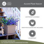 The HC Companies 14 Inch Accent Square Plant Saucer, Lightweight UV-Resistant Plastic Outdoor & Indoor Flower Pot Tray, 2-Pack Plant Pot Trays for Garden & Home Decor, Warm Gray