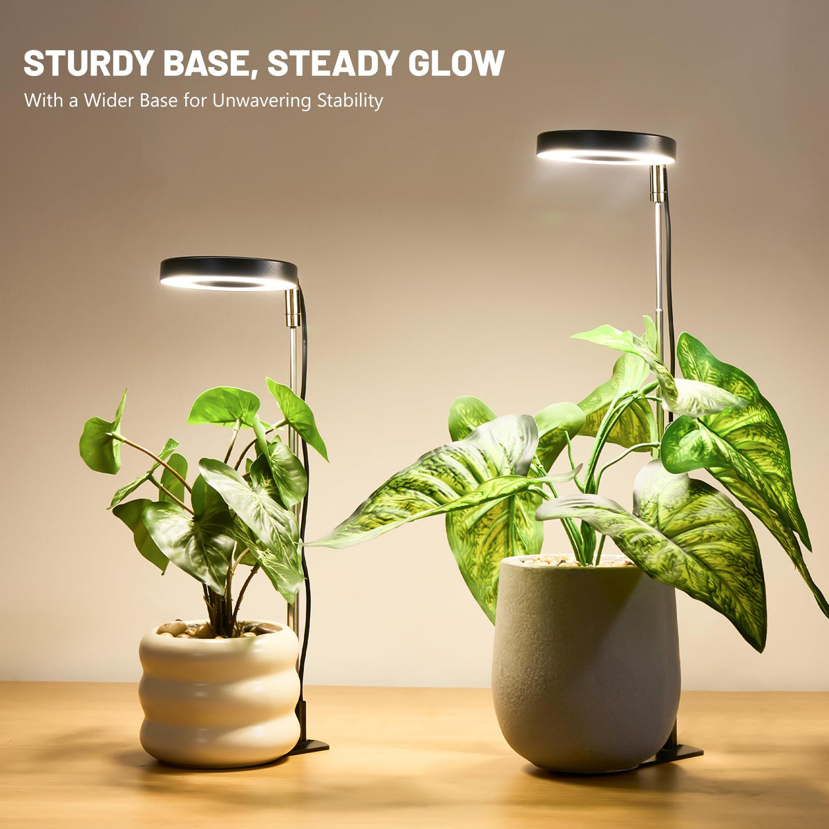 LBW Grow Lights for Indoor Plants, Full Spectrum Halo Grow Light with Base