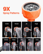 VEVOR Retractable Garden Hose Reel, 5/8 Inch x 100 ft Wall Mounted Hose Reel, Heavy Duty Garden Hose Reel with 9 Patterns Nozzle, Any Length Lock, Upgraded Slow Return System and 180°Swivel Bracket