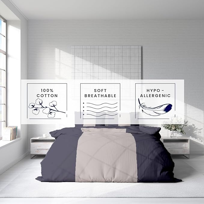 Kotton Culture 1 Pc California King Size Duvet Cover Only -100% Egyptian Cotton Sateen 600 Thread Count Ultra Soft Premium Durable Comforter Cover Zipper Closure & Corner Ties (Dashing Grey,104"x98")
