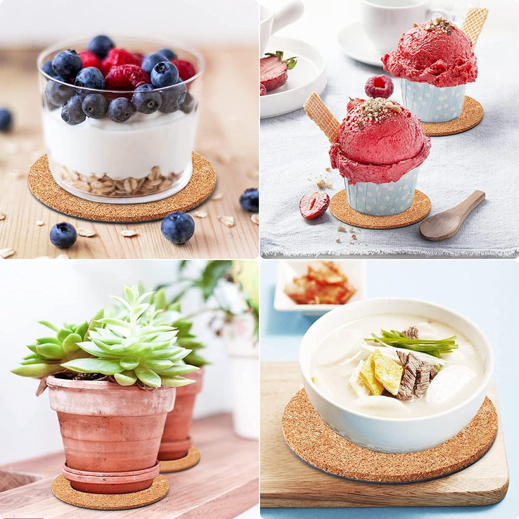 Augshy 8Pcs 6 Inch Cork Plant Saucers Plant Mats Round Coasters Pad for Plants House Garden Indoors Pots DIY Craft Project