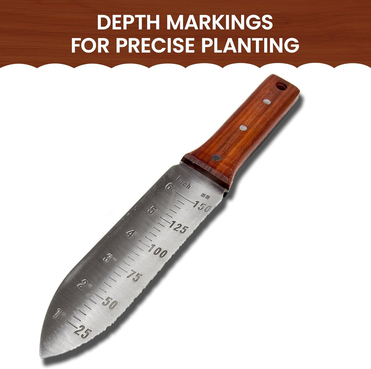 Garden Guru Hori Hori Garden Knife for Weeding, Digging, Pruning, and Cultivating - Stainless Steel Full Tang Blade | Marks for Measuring Planting Depth | Nylon Sheath for Storage (2 Pack)
