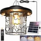 Solar Star Pendant Light - 3000LM Outdoor Solar Chandelier with Motion Sensor, Gazebo Lighs with Remote Control, 5 Modes, 3 Color Temperatures for Patio, Garden, Gazebo, Umbrella(16.4FT Cord)