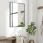 HARRITPURE 28"x20" Framed Bathroom Mirror for Wall Rectangle Mirror Aluminum Alloy Frame Wall-Mounted for Farmhouse Entryway Bedroom Living Room Black