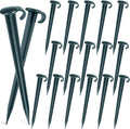 Vicenpal 18 Pcs 7 Inch Plastic Yard Stakes Inflatables Heavy Duty Plastic Garden Stakes for Tent Ground Replacement Outdoor Fence Lawn Pegs Landscape Staples Halloween Christmas Decorations (Green)
