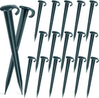 Vicenpal 18 Pcs 7 Inch Plastic Yard Stakes Inflatables Heavy Duty Plastic Garden Stakes for Tent Ground Replacement Outdoor Fence Lawn Pegs Landscape Staples Halloween Christmas Decorations (Green)