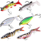 6PCS Swimbait Kit ，Realistic Bait and Surface Bait with Realistic 3D fisheye and Multi Joint Swimming Movements, Perfect for Saltwater and Freshwater Fishing Kits