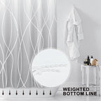 Punkray Ombre Light Grey Striped Polyester Shower Curtain for Bathroom with Hooks, Waterproof Bath Accessories Hotel Style - Machine Washable 72 x 72
