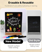 Uniclife 3 Pack Small Chalkboard Sign with Stand & Chalk Markers Double-Sided Wooden Chalk Board Sign for Tables Reusable Message Board Menu Board for Wedding Party Restaurant Food Display