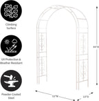 Evergreen Plow & Hearth Montebello White Garden Arbor - 7 Feet Tall | Slim Metal Arch with Iron Trellis for Climbing Plants | Elegant Wedding Arbor | Outdoor Patio & Garden Decor