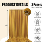 10ft x 10ft Gold Backdrop Curtains for Parties, Fabric Satin Background Curtain with Rod Pockets for Weddings, Birthday, Baby Shower, Photography, Graduation Party Backdrop Drapes, 2 Panels