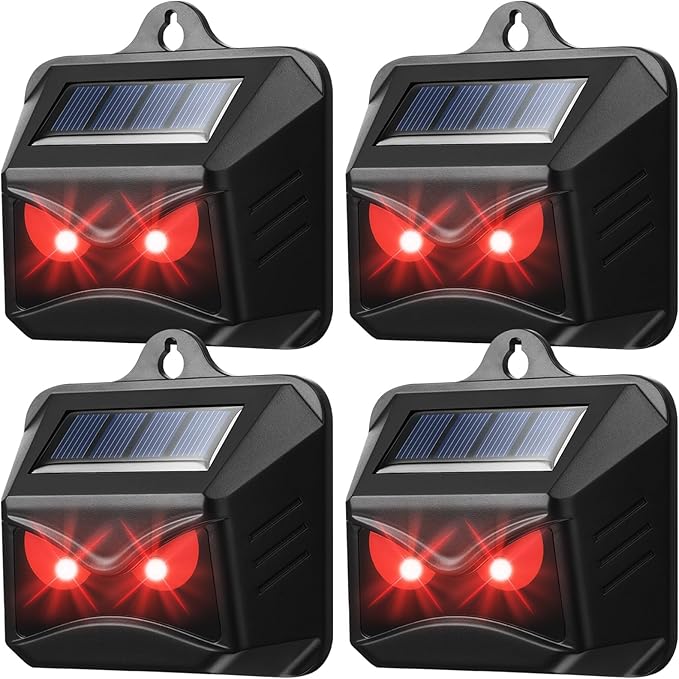 Solar Control Light Nocturnal Animal Repeller Outdoor Deterrent Devices Light Sensor Animal Repellent for Skunk Deer Coyote Fox Raccoon Cat Garden Yard Farm Chicken Coop (8, Black)