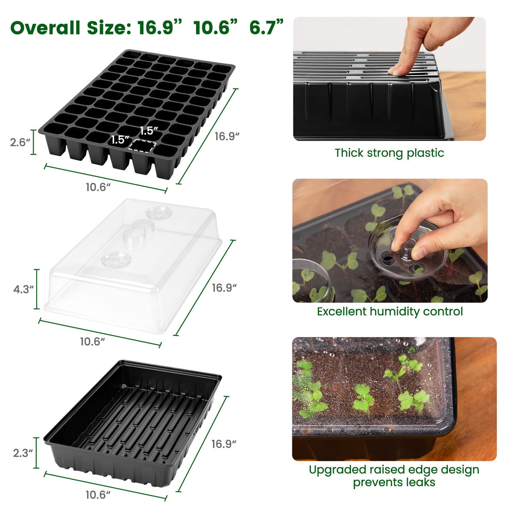 SOLIGT 60 Cell Seed Starter Tray Kit with Grow Light and Heat Mat