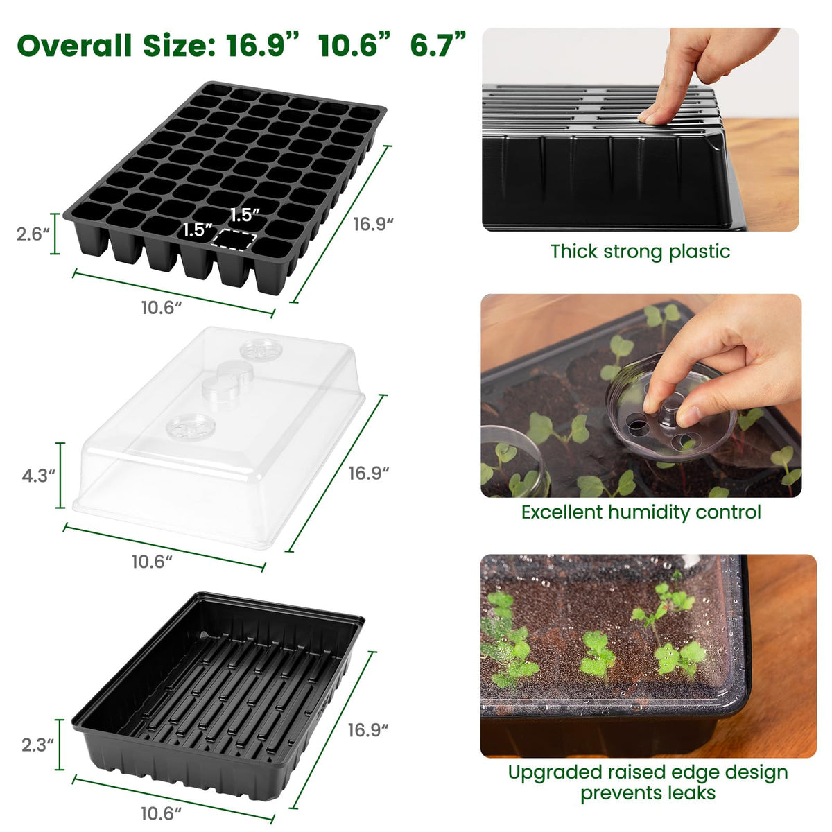 SOLIGT 60 Cell Seed Starter Tray Kit with Grow Light and Heat Mat