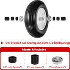 (2-Pack) Fits 4.80/4.00-8, 3.50/2.50-8, 4.00-6, 4.00-8 Wheelbarrow Wheels,14.5" Wheelbarrow Flat Free Tire, with 3/4" & 5/8" Bearing,3" Hub for Garden Cart Trolley Wagon Lawn Mower