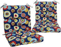 Magpie Fabrics Indoor Outdoor Tufted High Back Chair Cushion Set of 2, Waterproof All-Weather Deep Seating Rocking Chair Patio Chaise Lounge Sun Lounger Chair Cushions(Floral Navy)