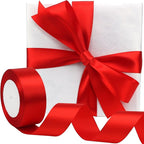 Red Solid Satin Ribbon 1-1/2 Inch 25 Yards Solid Polyester Fabric Ribbon for Gift Wrapping Wedding Christmas Baby Shower Birthday Party Decoration Handmade Immortal Flower Craft