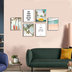 HoozGee Beach Wall Art Prints Set of 6 Summer Seascape Palm Poster Wall Decor Nature Landscape Coastal Surf Art Prints Pictures Photography Photos Print on Canvas Wall Decor (8"x10" UNFRAMED)
