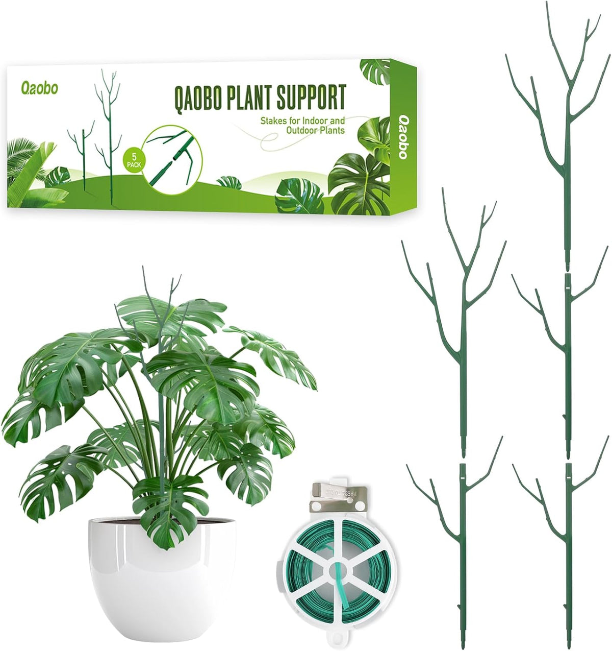 5 Pack Stackable Plant Support Stakes, Climbing Plant Support Structures for Monstera, Pothos, Philodendron Garden Plant Stakes for Indoor Outdoor Plants
