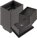 KINJOEK 15 PCS 6.5 Inch Plant Pot, Rectangular Plastic Bonsai Training Pots with 15 Humidity Trays, Flower Succulent Pots Container for Garden, Indoor, Home Decorative
