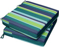 AAAAAcessories Outdoor Seat Cushions for Chairs, Waterproof, Fade-Resistant, 20" x 20" x 3", Patio Furniture Replacement Cushions, Set of 2, Stormy Teal Coastal Stripe