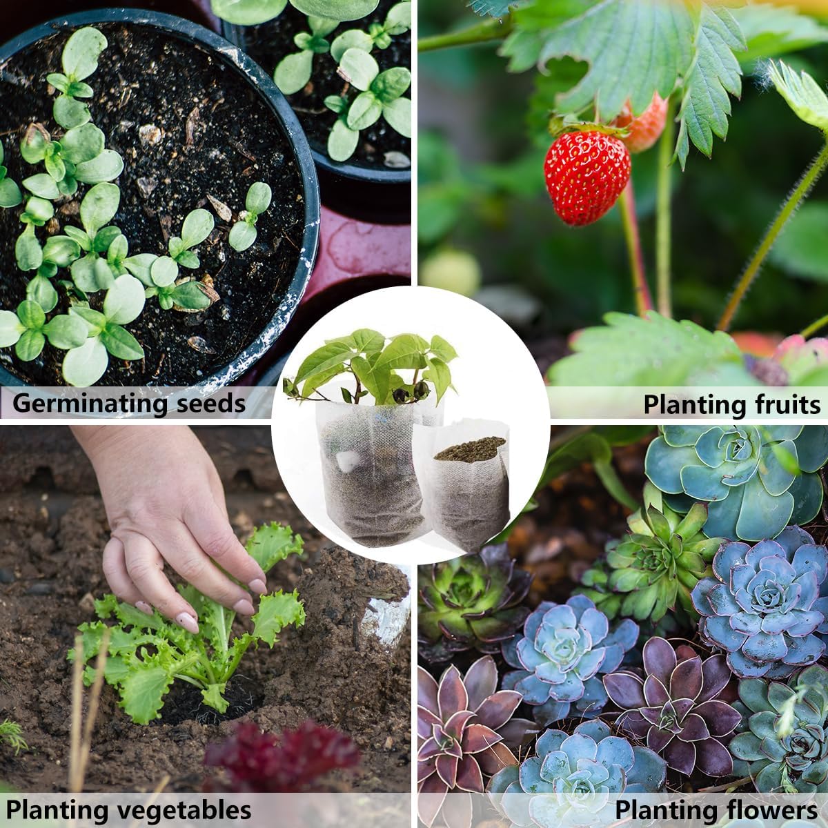 200Pcs Nursery Growing Bags, 5.8"x5" Small Grow Bag for Plants, Fabric Plant pots, Potato, Flower, Tomato Solid Seed Starter