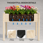 VINGLI 48.5"x22.5"x30" Elevated Raised Garden Bed with Bed Liner, Heavy Duty Wood Planter with Legs for Vegetables Fruits Potato Flower, Outdoor Sturdy Long Lasting Planter Box (Nature - no Wheel)