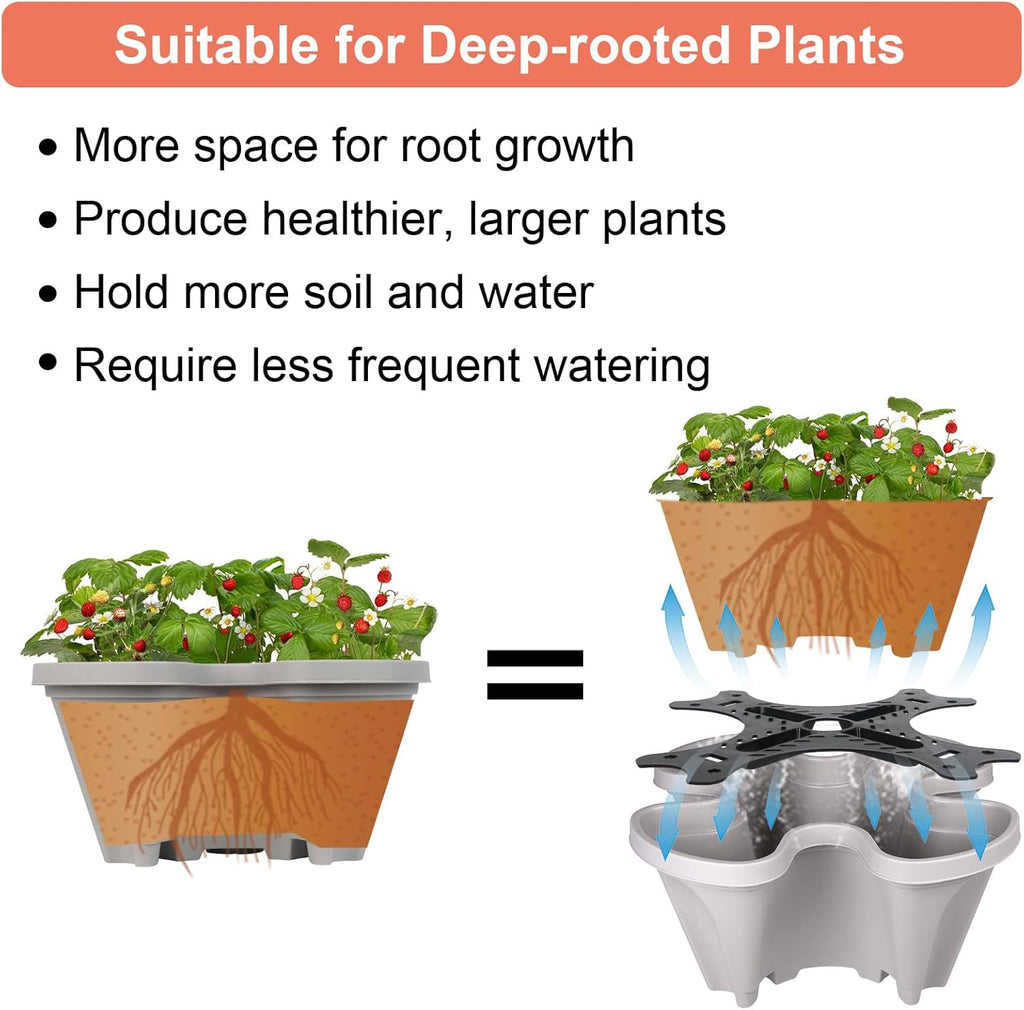 Vertical Planter 6 Tier Stackable Planters Garden Planters Strawberry Herb Flower and Vegetable Planter Indoor Outdoor Gardening Pots with Removable Wheels and Tools