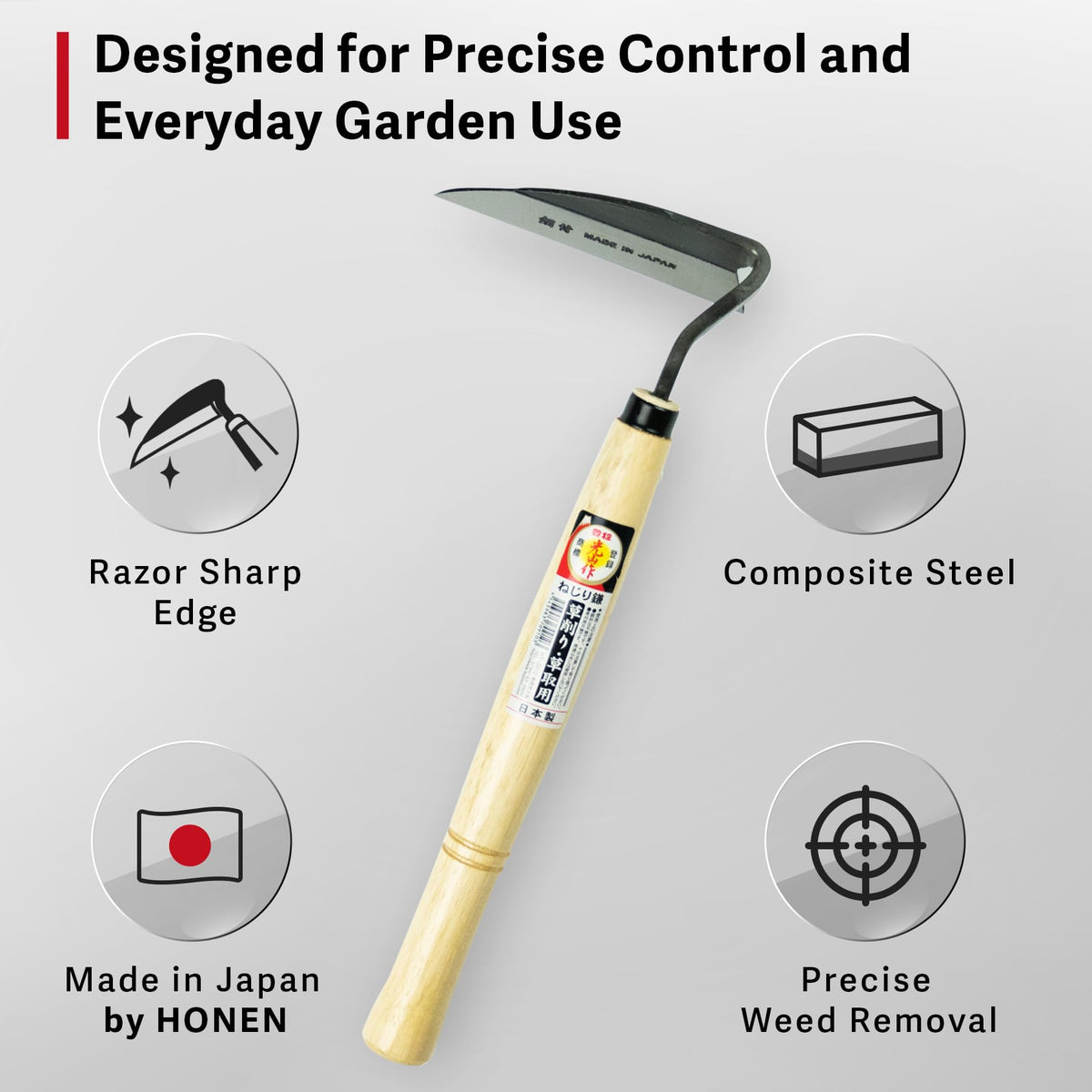 HOUNEN Japanese Weeding Sickle, 4.7-Inch Thick Composite Steel Blade