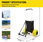 Beach Fishing Cart, 13” Big Balloon Wheels w/Flat-Free Solid PU Tires for Sands, 165LBS Loading Folding Sand Cart & 33.1" to 51.6" Adjustable Height, Beach Buggy Cart w/Storage Bag, No Rust