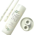 Unity Candles for Wedding, Modern Unity Set, Custom and Personalized Pillar and Taper Candles with Quote, Unscented White Premium Wax, Religious and Wedding Ceremony, Special Events (Custom Date)