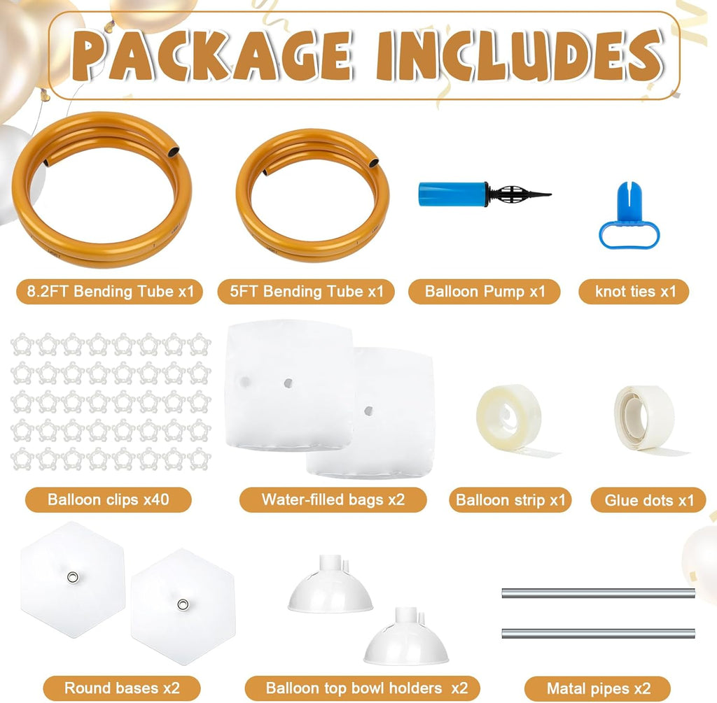 Balloon Arch Kit, Adjustable Balloon Arch Stand: Balloon Arch Frame Garden Arbors with Base - for Wedding Baby Shower Birthday Party Supplies Decorations (Gold)