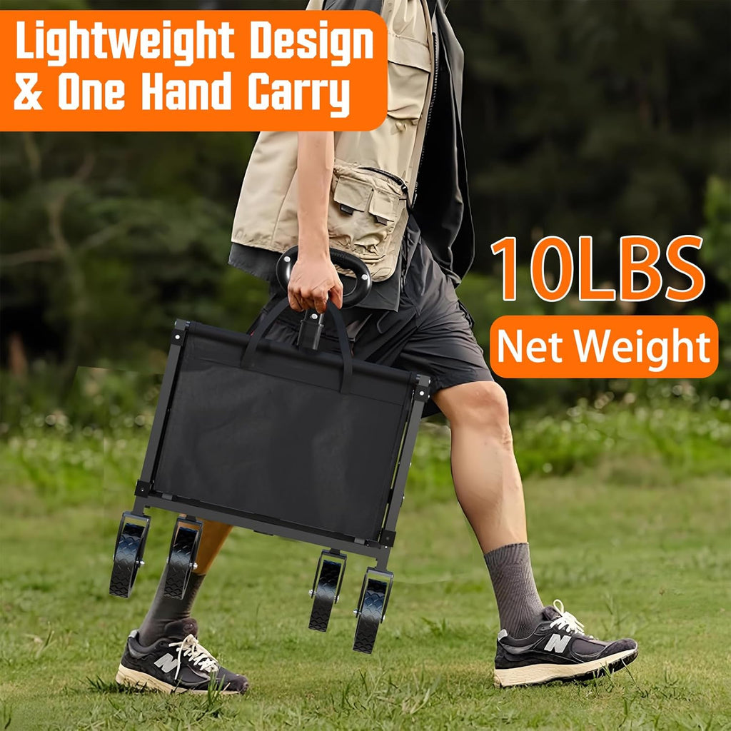 Wagons Carts Foldable, Lightweight Portable Utility Shopping Cart with Wheels, Folding Grocery Wagon Cart for Grocery, Camping, Shopping, Beach, Garden, Sports Black