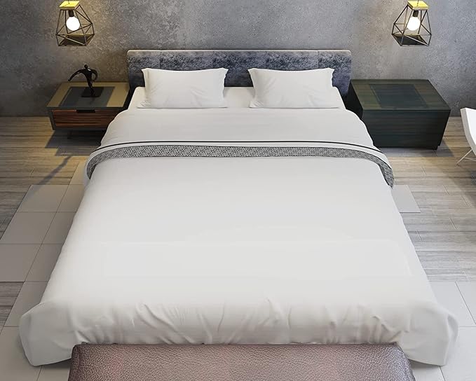 1000 TC Embroidered Duvet Cover King Size Set 100% Egyptian Cotton - Luxurious 1 Comforter Cover 2 Pillow Shams - 3 PC Quilt Cover Hotel Quality Long Staple Bedding (Silver & Black)