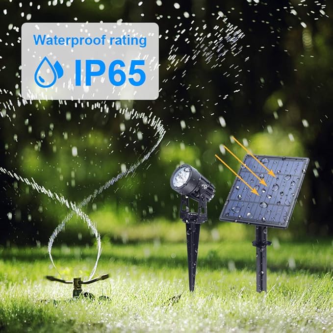 APONUO Metal Solar Spot Lights Outdoor with 9.8ft Cable Solar Powered Landscape Lighting Low Voltage IP65 Waterproof Auto On/Off for Outside Garden Yard Landscape Pathway Garage-Cool White(2-in-1)