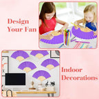 6 Pieces Purple Hand Held Bamboo Folding Fans Foldable Paper Fans Handheld for Women Girls Wedding DIY Decoration Church Home Party Favors Summer
