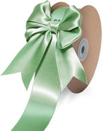 LaRibbons Sage Green Ribbon 1 1/2 Inch 25 Yards Luxury Double Faced Green Silk Ribbon for Flower Bouquet Crafts Gift Wrapping Wedding Party Decoration
