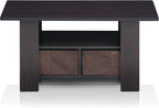 Furinno Andrey Coffee Table with Bin Drawer, Dark Walnut