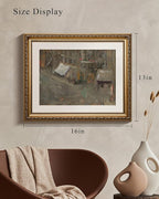 VIYYIEA Gold Framed Wall Art Canvas Print Home Decor Dark Brush Landscape Abstract Shapes Oil Painting Vintage Wall Decor Boho Decorative Aesthetic Room Decor for Living Room Bedroom Office 13x16in