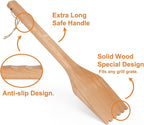 Wood Grill Scraper, Grill Scraper for Outdoor Grill, Wooden Grill Scraper with Long Handle, Grill Brush Barbecue Cleaning Tools for Grill Grates, Outdoor BBQ