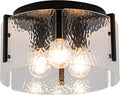 MAYNA Modern Black Semi Flush Mount Ceiling Light Fixture, 3-Light Hallway Light Fixtures Ceiling Mount, Dimmable Kitchen Lighting Fixtures Ceiling Lights for Bedroom Bathroom Dining Room Entryway