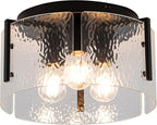 MAYNA Modern Black Semi Flush Mount Ceiling Light Fixture, 3-Light Hallway Light Fixtures Ceiling Mount, Dimmable Kitchen Lighting Fixtures Ceiling Lights for Bedroom Bathroom Dining Room Entryway
