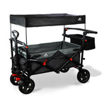 Foldable Wagons with Removable Canopy, Seat Belts, Reversible Handlebar, Removable Canopy, 220lbs Weight Capacity, Folding Wagon for Ages 1+ Years Suitable for Family Travel, Cargo