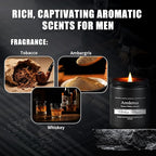 Whiskey Tobacco Candle, Manly Soy Candles for Home Scented, Masculine Scented Candles Aromatherapy Gifts for Men - 7oz Manly Candle, 50 Hours Burn Time, Perfect for Creating Relaxing Atmosphere