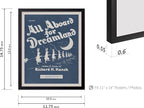 Poster Master All Aboard For Dreamland Poster - Retro Children's Lullaby Print - Story Book Art - Bunny Art - Rabbit Art - Aesthetic Art - Kid's Bedroom or Nursery Wall Decor, 11x14 Black Framed