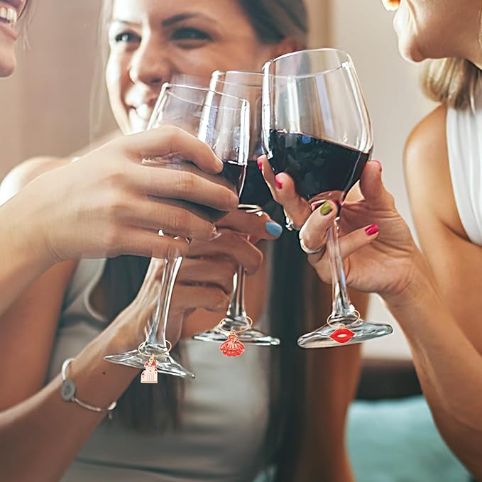 SANNIX 24pcs Wine Glass Charms - Funny Wine Glass Tags for Tasting Parties